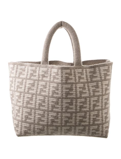 fendi large shopping bag cashmere|FENDI Cashmere Knit FF Large Shopper Tote Cammello.